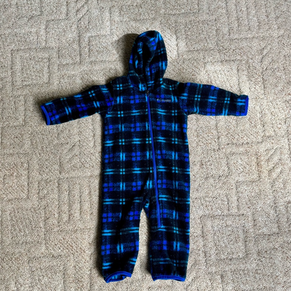Columbia Infant Snowtop Bunting - Cozy Blue Plaid Kids One Piece